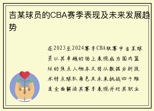 吉某球员的CBA赛季表现及未来发展趋势
