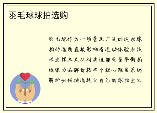 羽毛球球拍选购